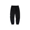 Anta Solid Color Elastic Waistband Logo Embroidered Cuffed Fleece Sports Pants Women Pants Black 162247307-2