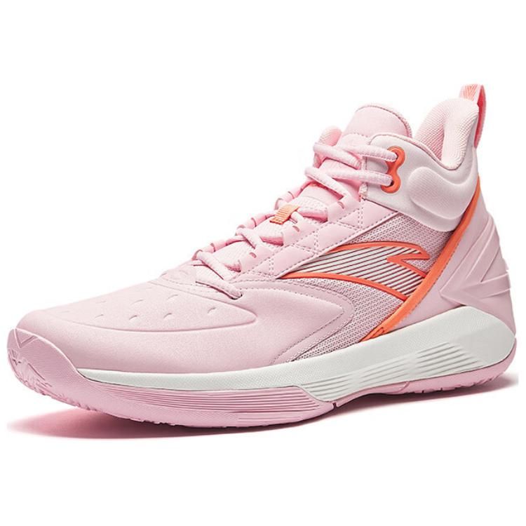 New Anta Non Slip Wear Resistant Shock Absorption High Top Basketball Shoes Men's Pink Orange 912511604Q-4
