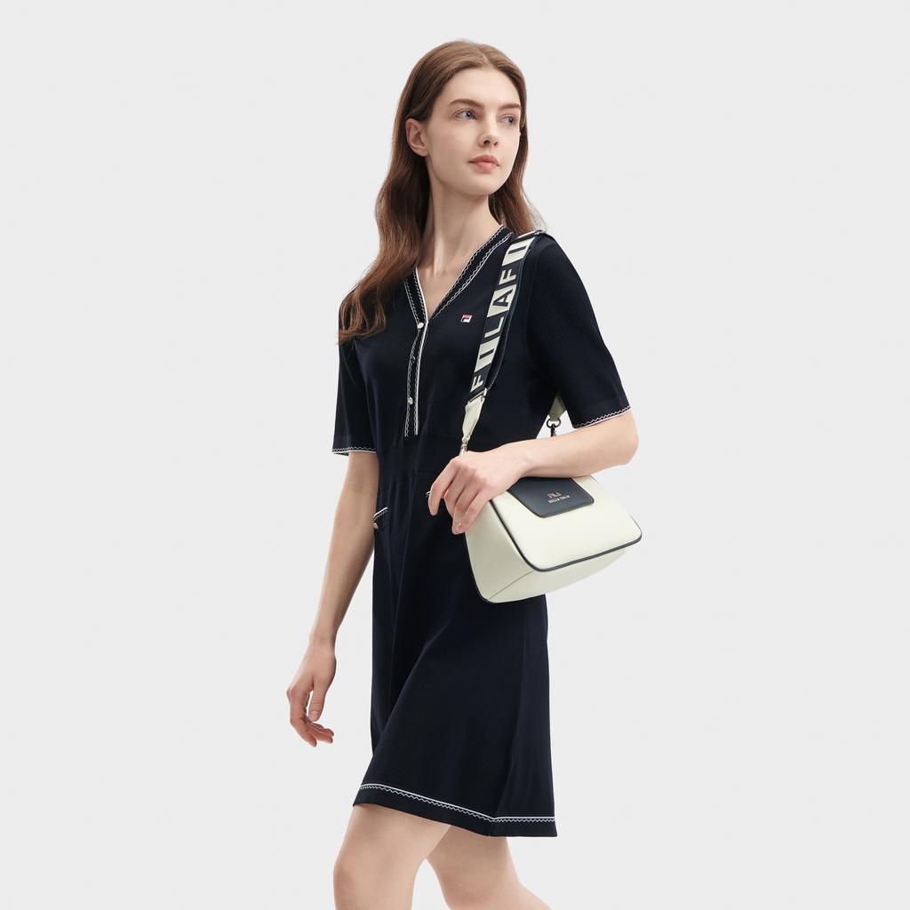 Fila Modern Heritage V-Neck Short Sleeve Dress Women Dresses F11W421316FNV