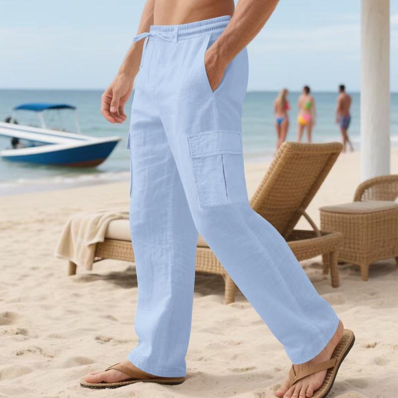 HNXC Men's Fashion Casual Solid Color Print Pants & Capris Classic Exquisite