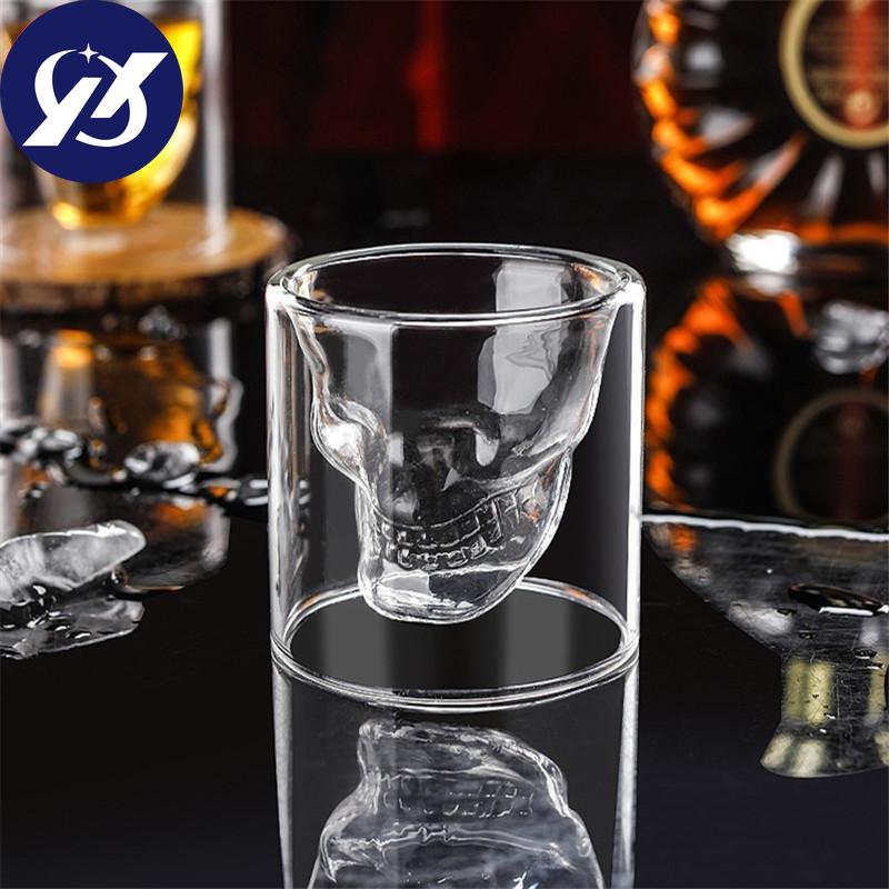 Tazza da Caffè Tazza in Vetro a Doppia Parete con Testa di Teschio di Cristallo W skey Vino Vodka Bar Club Bicchiere da Birra Vino