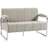 Modern 2-Seater Sofa Upholstered In Beige Chenille, In Steel, Foam and Plywood Panel, 120x73x76 Cm