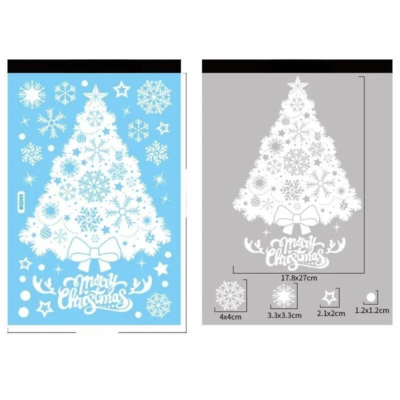 Christmas Snowflake Elk Snowman Glass Sticker Noel Ornaments Xmas Wall Stickers Merry Christma Decor Happy New Year Sticker
