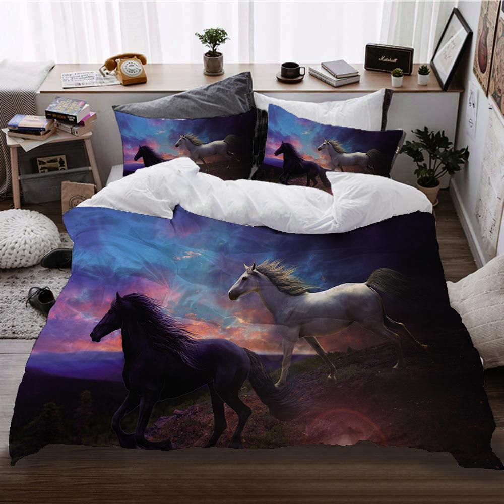 

Animal Stallion Wind Three-Piece Quilt Cover Pillowcase Sheet Four-Piece Digital Printing 135*200