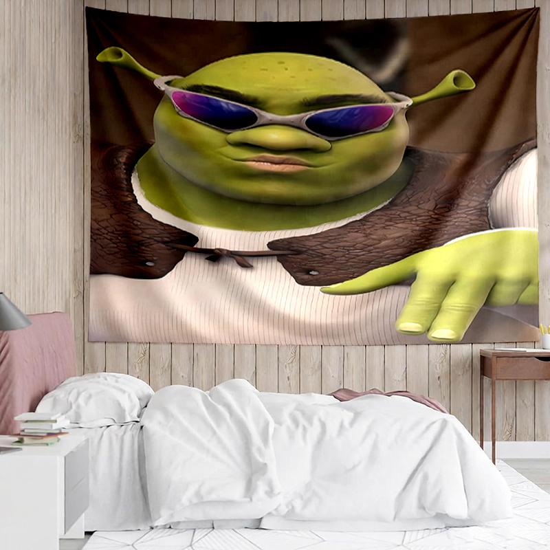 Shrek Print Tapestry, Backdrop, Easy Setup, Ideal for Bedroom, Office & Living Room, with Aesthetic Wall Hanging Decor.