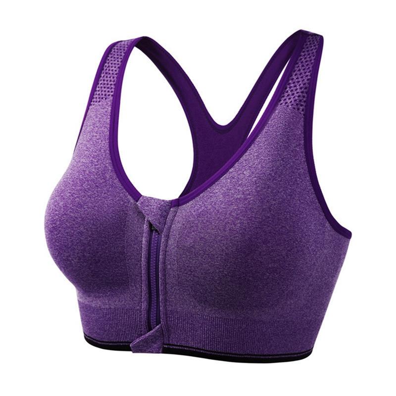 

Женский спортивный бюстгальтер большого размера с застежкой-молнией спереди 2XL