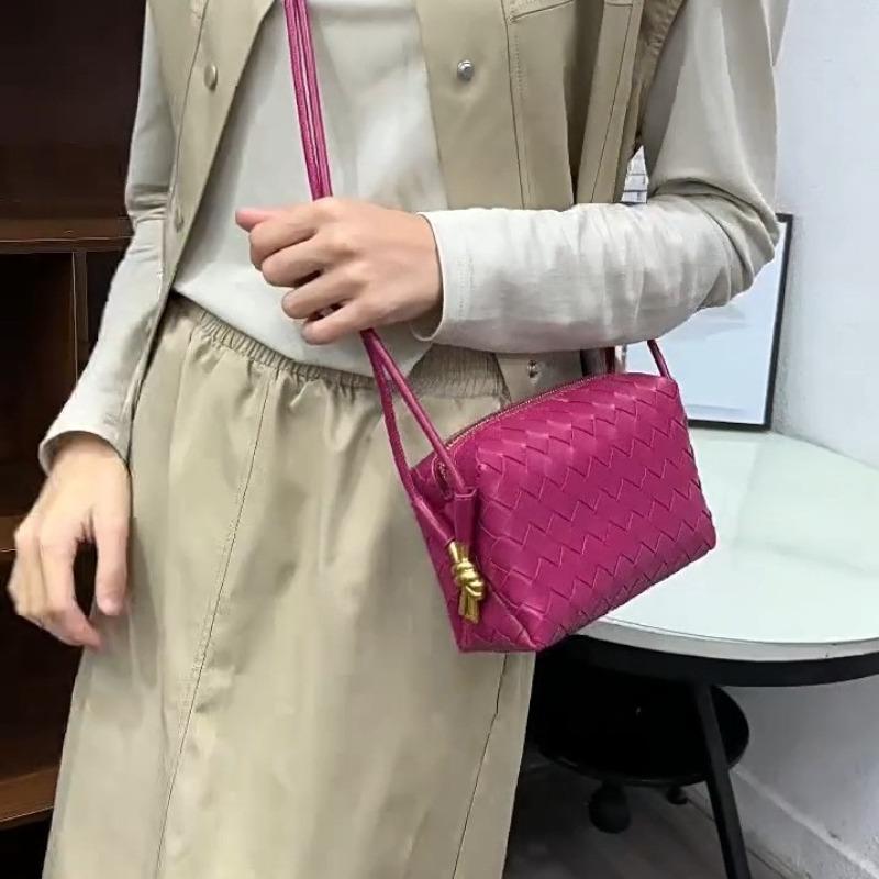 New wind braided camera bag, metal node braided small square bag, niche soft leather single shoulder messenger women's bag