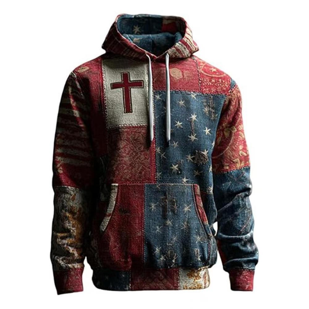 European American Style Hoodie Spring Vintage Cross Pattern 3d Print Hoodie Women Fasual Streetwear Sweatshirt Men Clothes Top