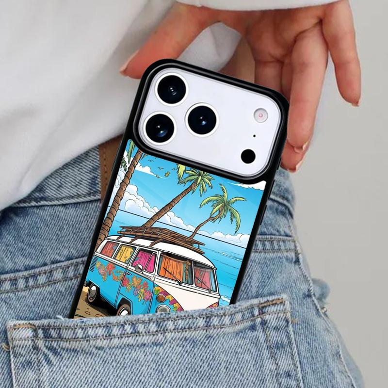 Combi Van Surf Bumper Phone Case for iPhone 16e 15 14 13 12 17 Pro Max Plus Air 17pro Cover Coque