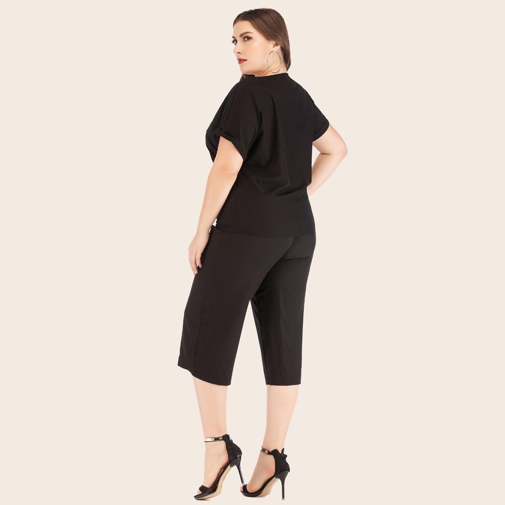 Summer Women's T-shirt Wide-legged Pants Suit Fashion Loose Large Size Sports Suit Pantsuit