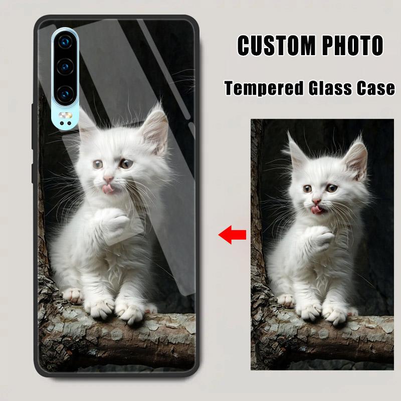Custom Tempered Glass Case For Huawei Pura 80 P70 P60 P50 P40 P30 Pro Lite Mate 60 50 40 Nova12 11 Personalize Picture DIY Cover