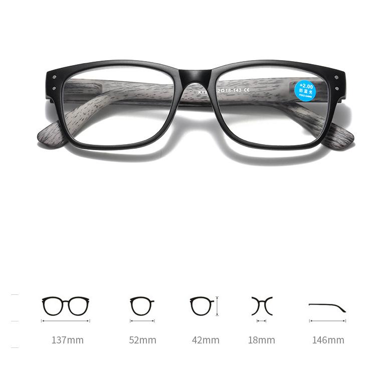 Business Reading Glasses Full Frame Imitation Wood Grain Anti Blue Light Spring Leg Presbyopia Eyeglasses Diopter +1.0 To +4.0