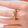 New Bohemian Style Gold-Plated Heart Ring Vintage Floral Design Women's Wedding Party Ring
