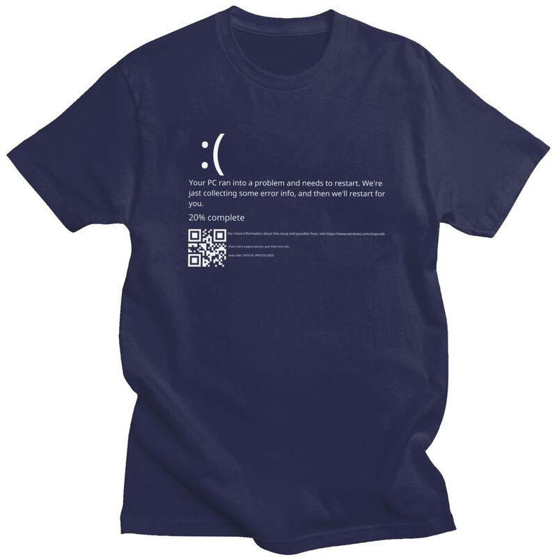 

Funny Blue Screen Of Death Geek Halloween Party Graphic T Shirts Men Tshirts Streetwear Tee100 Cotton Slim Fit Tshirts 4XL