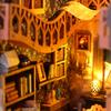 Magic Book Stand Bookshelf Set Miniature Assembly Model Building Dollhouse DIY Handmade Toy Set, Wooden Crafts Birthday Gift