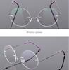 1.61 index Lenses No-Rim Circular Shortsighted Spectacles Rx Eyewear Anti-blue Light Myopia Glasses -0.5 -0.75 To -6