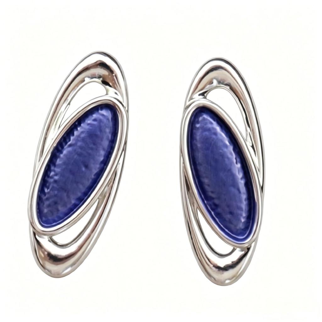 Hot-selling leaf veins hand-painted enamel colored stud earrings natural texture design versatile women's temperament earrings