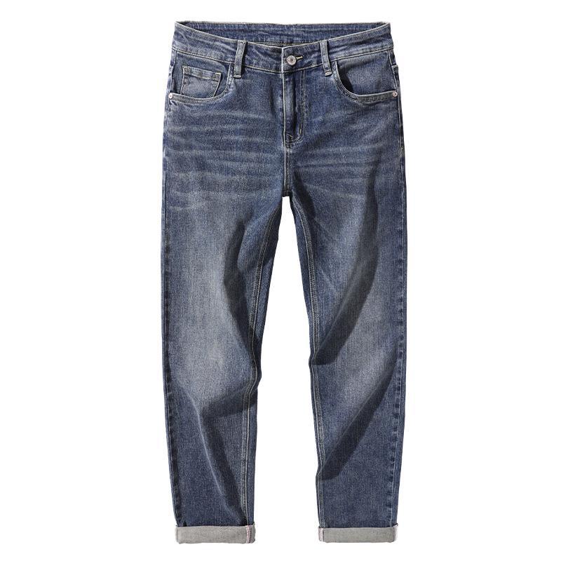 2024 Spring And Autumn New Versatile Jeans Men'S Loose Straight Tube Trendy Brand Business Elastic Casual Pants