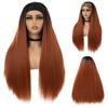 Women's Black Long Synthetic Fibre Wig Ladies Daily Use Natural Looking Fluffy Yaki Straight Style Wig with Headband