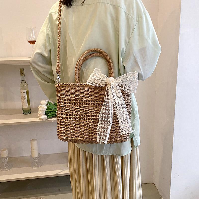 Damen Böhmische Schulter Crossbody Tasche Frauen Sommer Strand Stroh Handtasche Damen Reise Mode Tasche