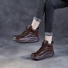 High-top Thick-soled Women's New Leather Shoes with Laces - Retro Sports and Casual Shoes