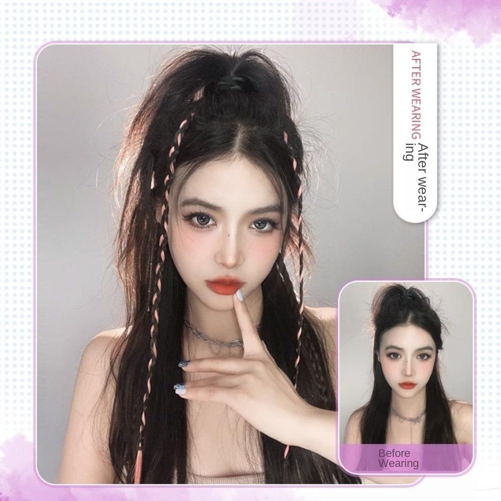 Clip Twist Braided Hair Rope Fashion Hanging Ear-Dye Wig Boxing Braid Hair Pieces  Girls