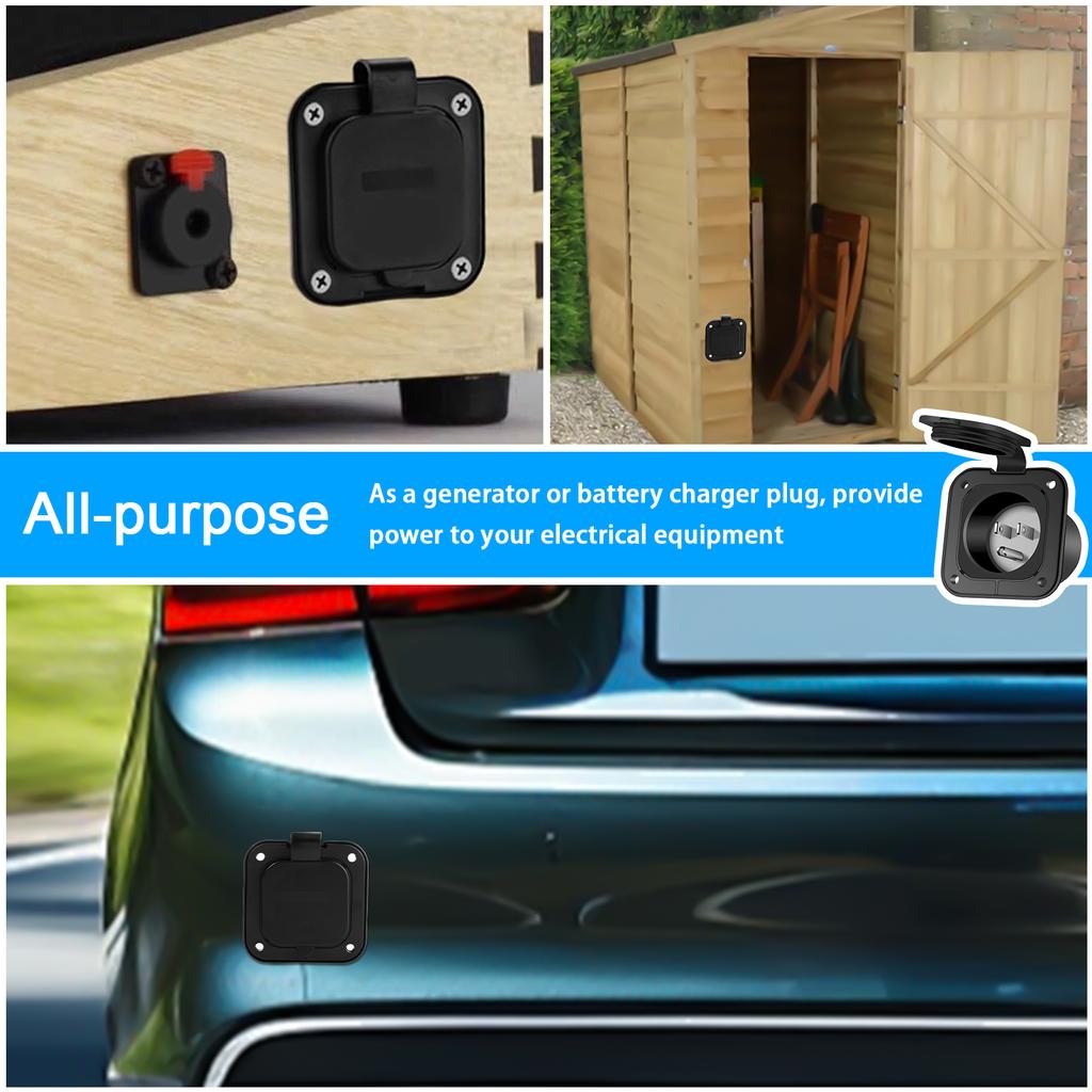 1/2Pcs 15 125V Amp Inlet Shore Power Flanged Receptacle NEMA5-15 RV Power Inlet With Waterproof Cover for RV Camper Car Trailer