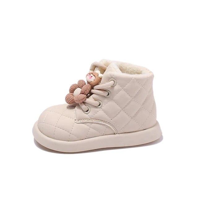Dětské módní boty khaki barvy pro chlapce dívky kojence polstrované teplé bavlněné boty podzim zima béžové dětské kojenecké krátké kožené boty