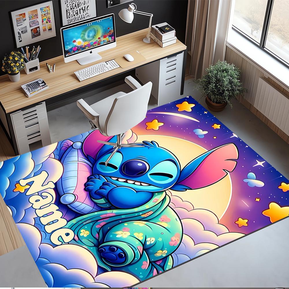 Custom Name Stitch Printed Carpet,Rug for Office Chair Living Room Bedroom Kitchen Room Decor Gifts.