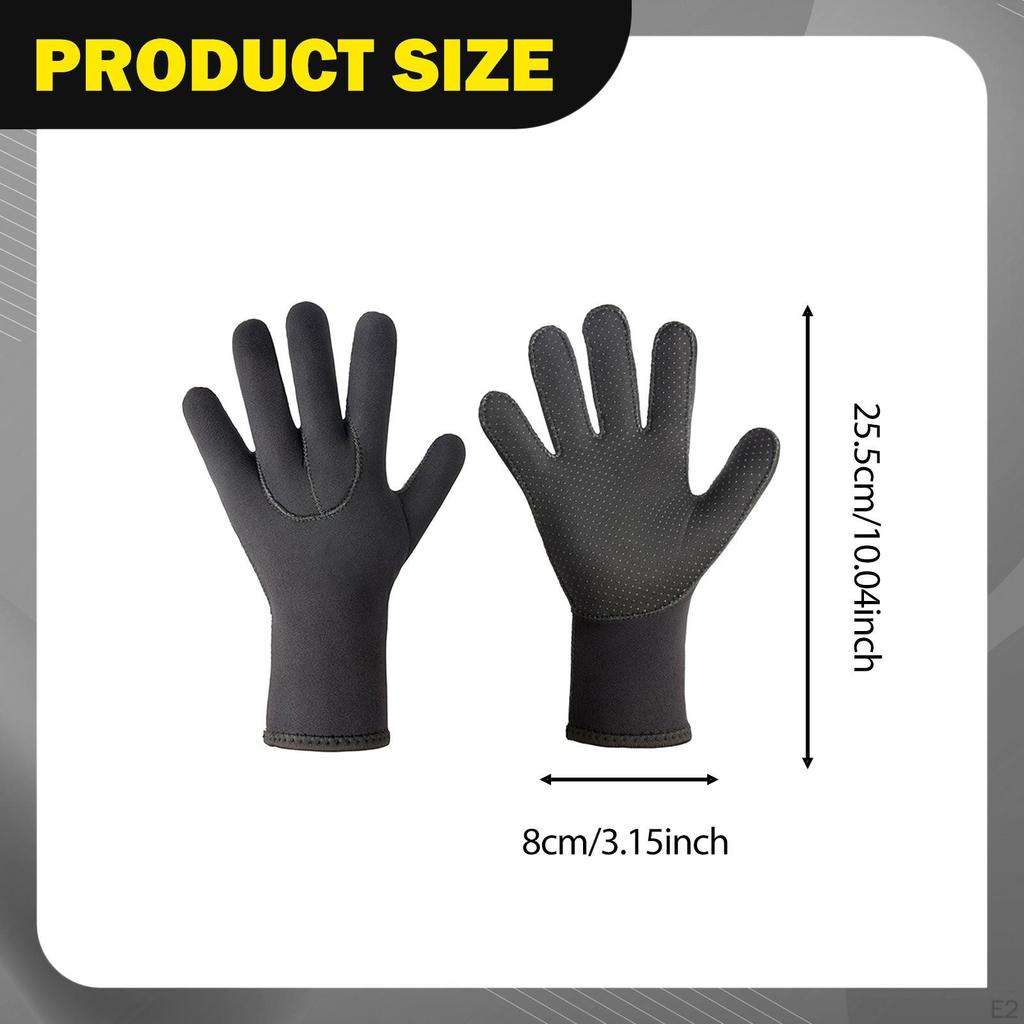 3mm Neoprene Diving Gloves, Five-Finger Non-Slip Swimming Hand Protection for Fishing,