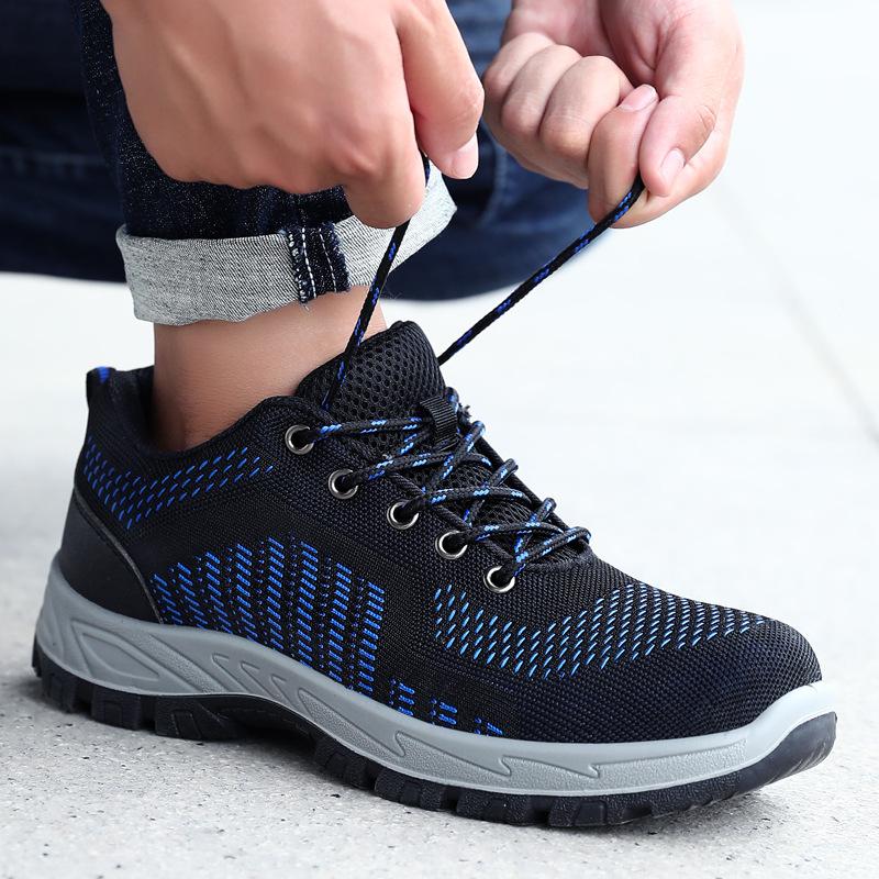 Men's Safety Shoes Anti Slip Working Shoes Breathe Waterproof Steel Toe Sneakers Anti Smashing Piercing Work Shoe Wear-resistant