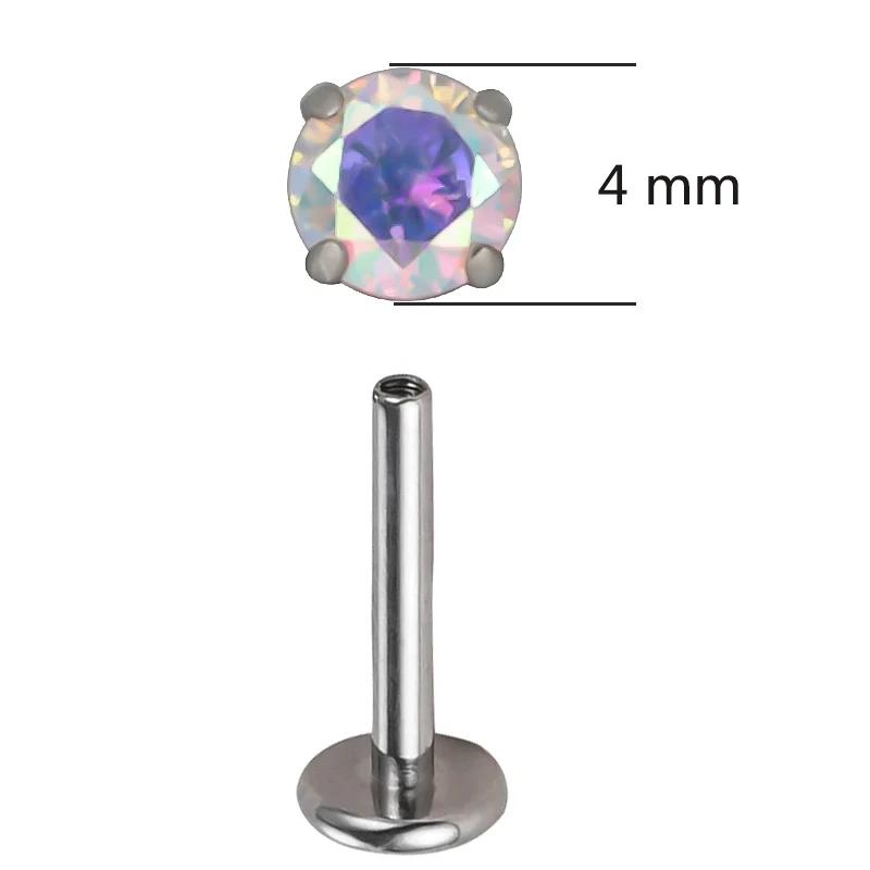 ASTM F136 Titanium PIERC Ear Lip Studs with circular CZ Top Labret Nose Stud Threaded Earrings Multi size Body Piercing Jewelry