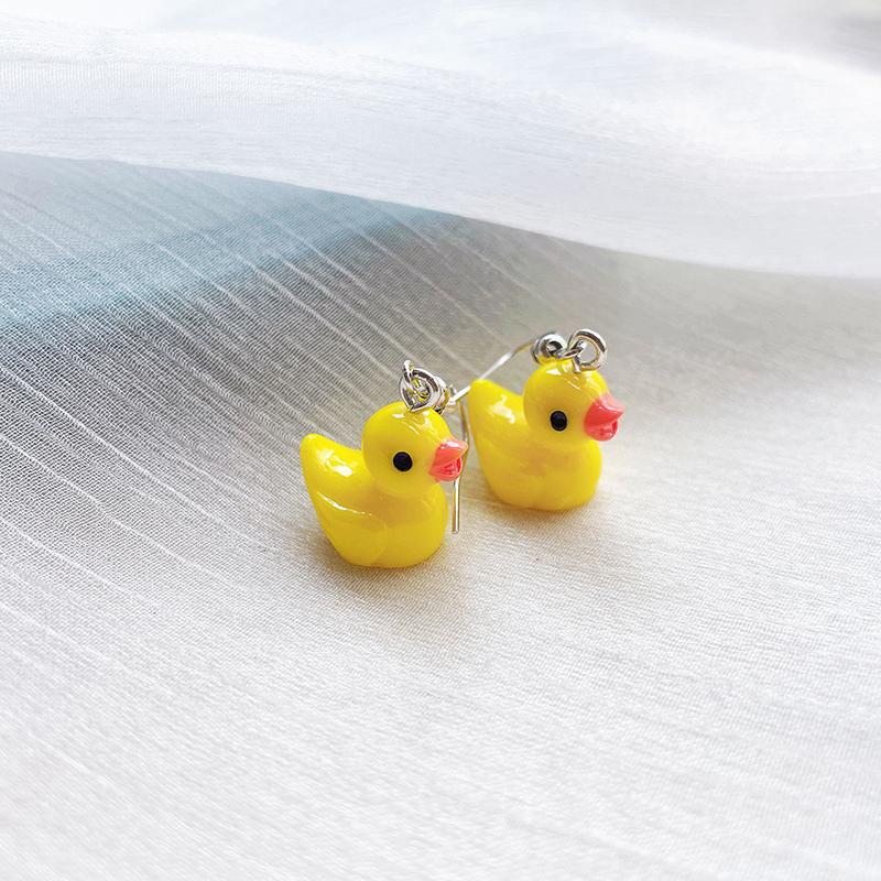 Cute Simple Funny Small Drop Earrings For Women Girls Children Animal Duck Frog Mushroom Cloud Shape Resin Dangle Zircon Gift