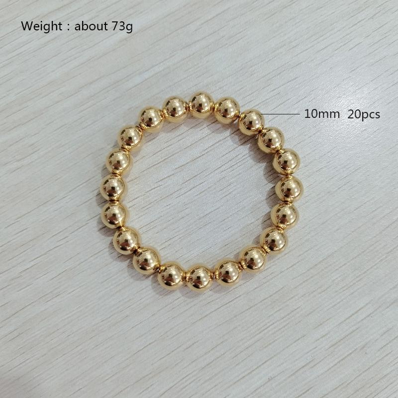Fashion Jewelry Gold Plated Waterproof Metal Ball High Quality Smooth Diameter 3/4/6/8mm Elastic Stainless Steel Bracelet