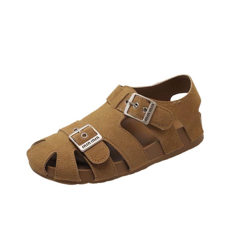 Retro thick-soled woven bag head sandals women's summer 2025 summer new models with skirts beach shoes