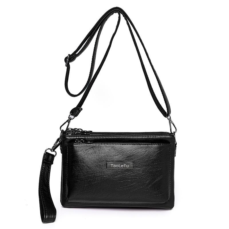 

Texture Shoulder Bag Women In 2026 New Fashionable Multi Compartment Women s Zero Wallet Soft Leather Handle Crossbody Small Bag 24x10x15cm чёрный