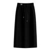 Women's Plus Velvet High Waist Midi Skirt - A-Line, Drawstring Elastic Waist, Straight Hem, Hip-Hugging, Autumn/Winter 2025