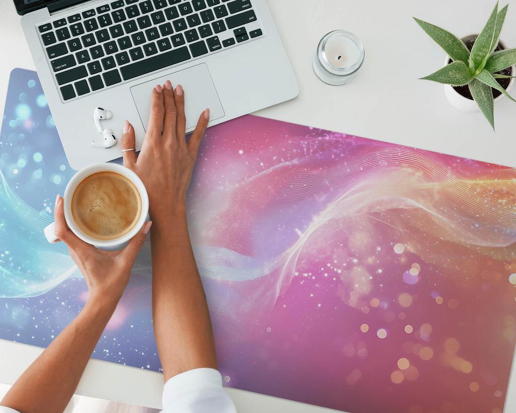 Colored Light Wave Pattern Vinyl Desk Mat 100X50 Cm