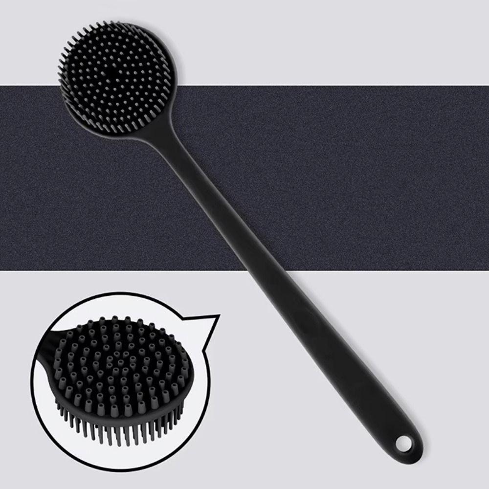 Anti-Slip Bath Soft Back Brush Long Handle Silicone Exfoliator Tool  Home