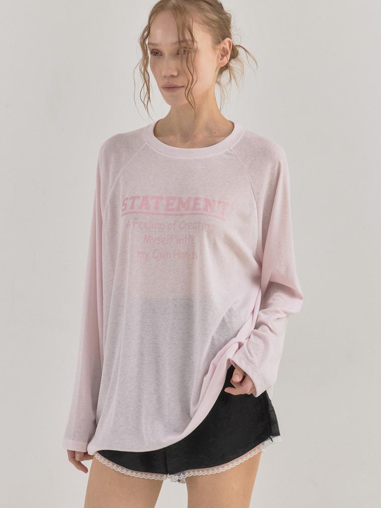 SORRY, TOO MUCH LOVE Pale Mood Sheer Raglan Top_Pink