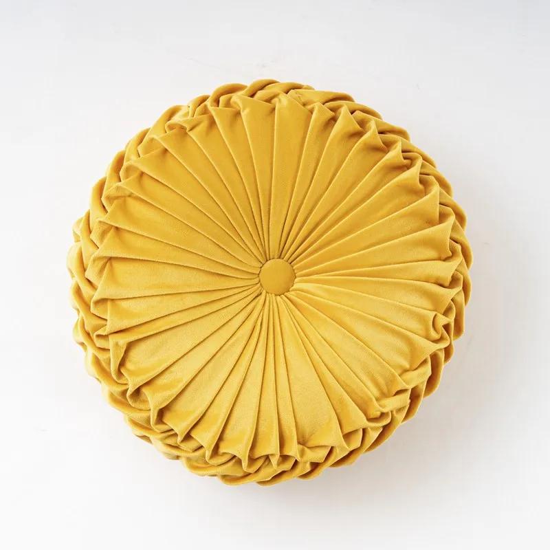 Light Luxury Solid Color Dutch Plush Pumpkin Sofa Pillow Handsewn Wheel Shape Chair Waist Pillow Cushion