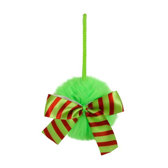 

4-дюймовые зеленые пушистые елочные шары из искусственного меха, пушистые подвесные рождественские шары с бантом для праздничного свадебного украшения 1pc B