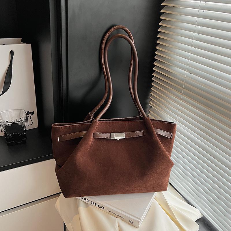 Suede Bag Women's Large Capacity Autumn and Winter Niche Retro Shoulder Bag Portable Tote Bag