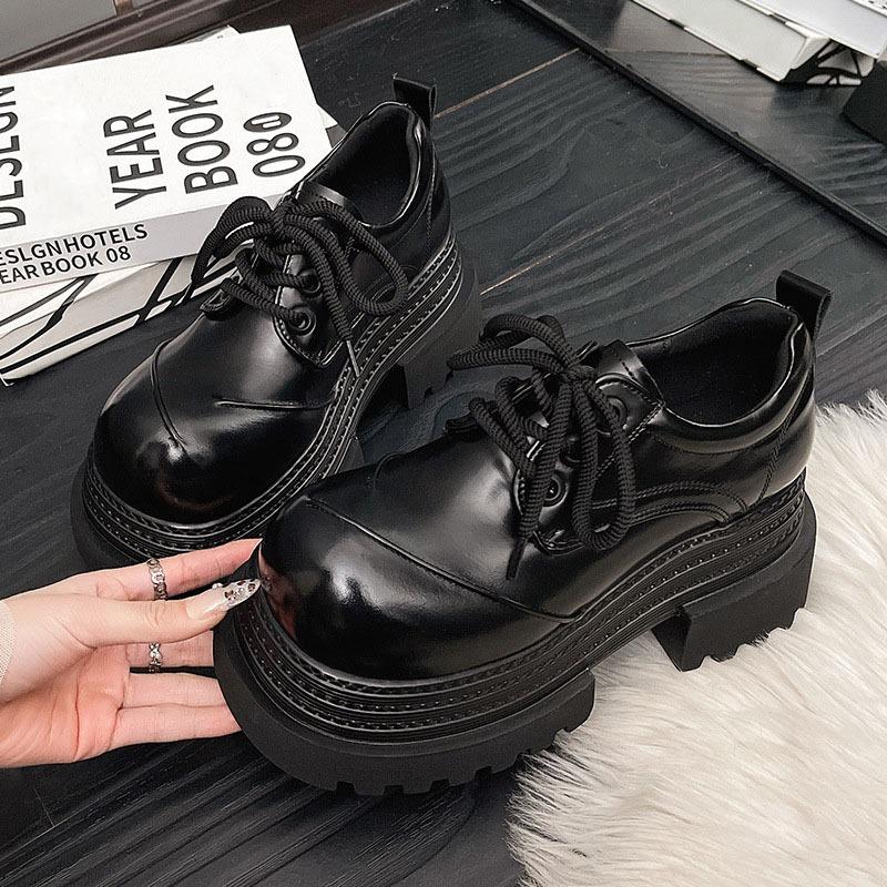 Fashion 2025 Spring Women JK Mary Janes Shoes Fashion Lace Up 7.5CM Platform Pumps Elegant Thick Heel Shoes Retro British Style Loafers