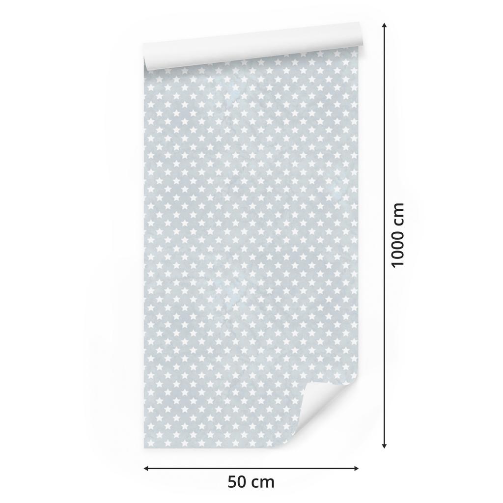 Stars Wallpaper Light Gray and White for Living Room and Bedroom 50x1000