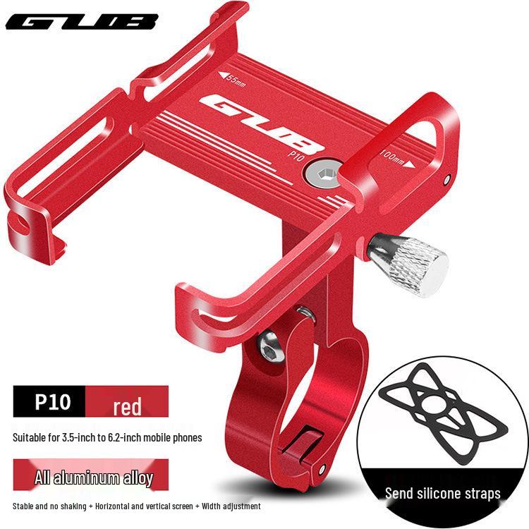GUB P10 Aluminum Bicycle/Motorcycle Phone Holder with Battery for Navigation Clamp Diameter: 22.2-31.8mm
