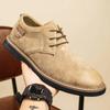 Men Suede Shoes Lace‑Up Retro Stitching Casual Oxford Shoes Classic Business Office Daily Walking Footwear