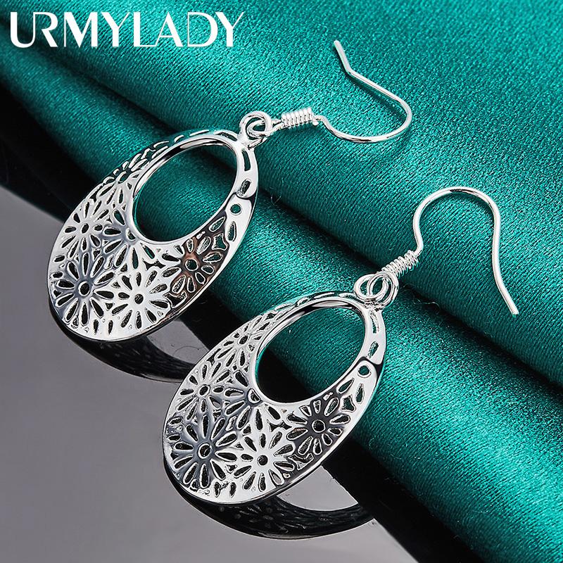 925 Sterling Silver Hollow Flower Earrings For Women Fashion Charm Jewelry Gift