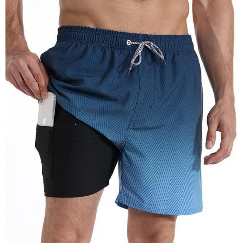 Mens Quick-Dry Board Shorts Swim Trunks With Print Design Beach Surfing Swimming Outdoor Activities