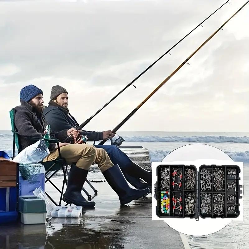 140pcs/set Sea Fishing Accessories Tackle Box Kit Set Jig-Hooks Swivels Clamp